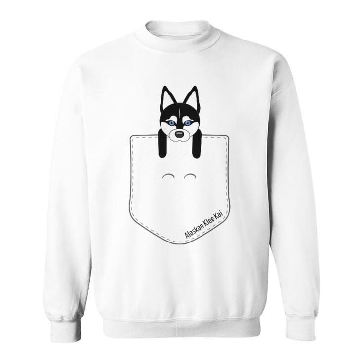 Black & White Alaskan Klee Kai Blue Eyes In Pocket Sweatshirt