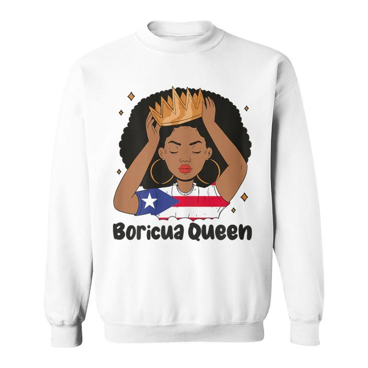 Boricua Queen Afro Hair Latina Heritage Puerto Rico Queen Sweatshirt