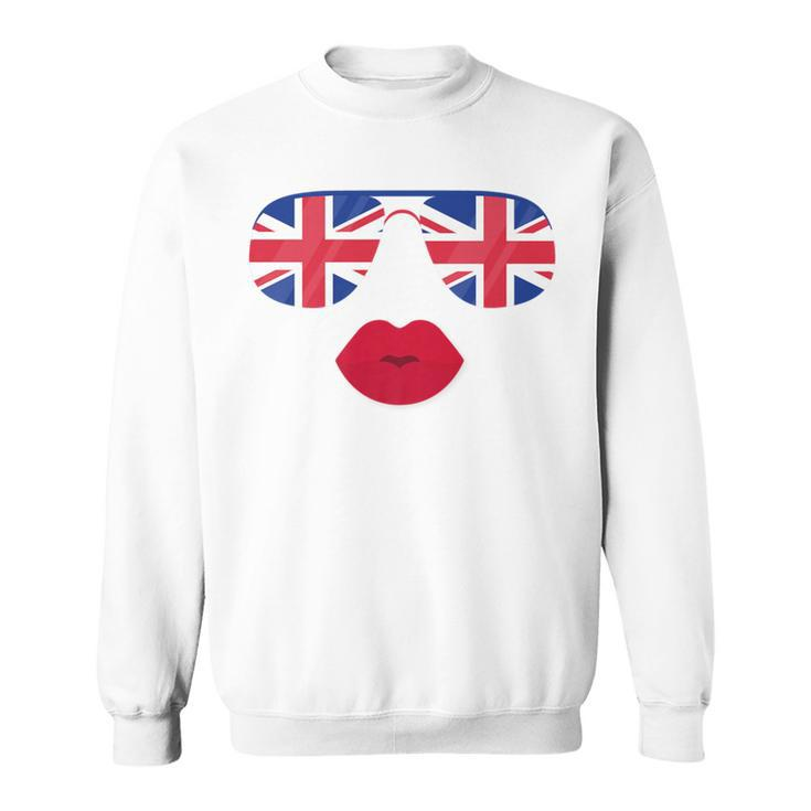 British Sunglasses Lips Flag United Kingdom Flags Uk Sweatshirt