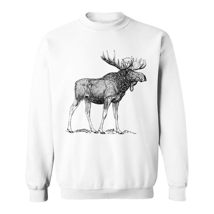 Bull Moose Cool Moose Drawing Moose Sketch Sweatshirt