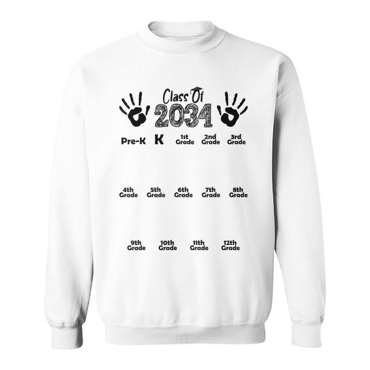 Class Of 2034 Grow With Me Handprint Pre-K 12Th Grade Sweatshirt