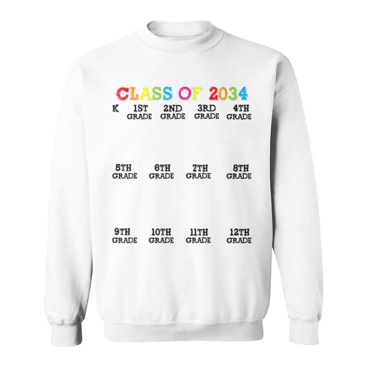 Class Of 2034 Handprint Grow With Me Kindergarten Kid Sweatshirt