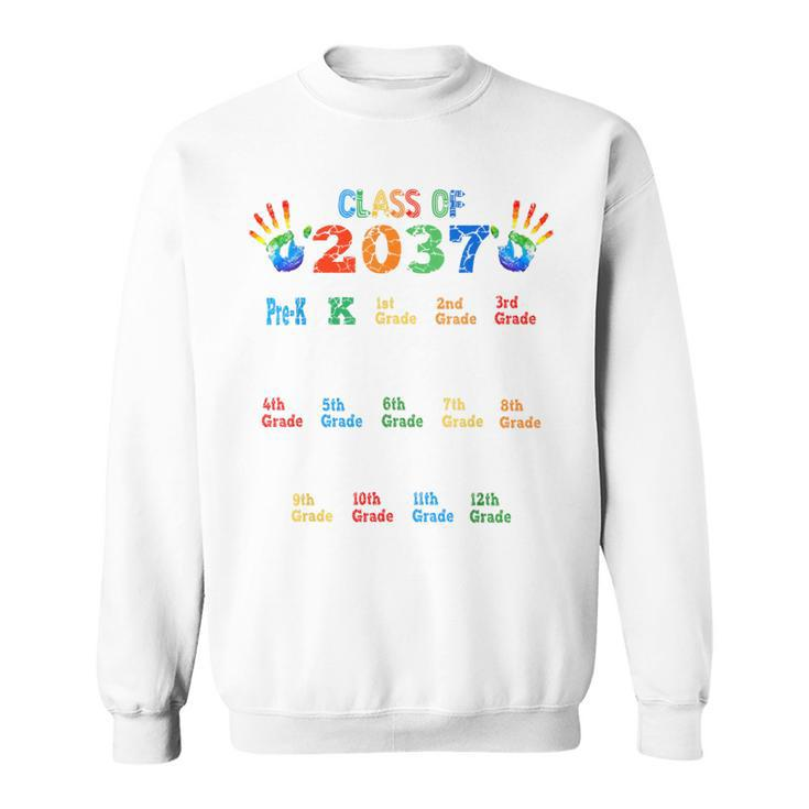Class Of 2037 Grow With Me Color Handprint Pre-K 12Th Grade Sweatshirt