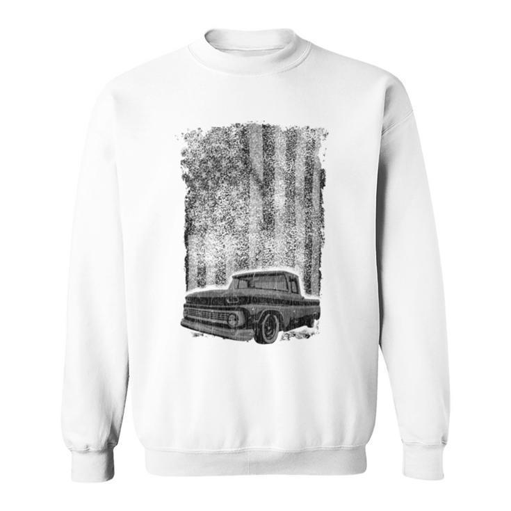 Classic Us Flag Vintage Pickup Truck Sweatshirt