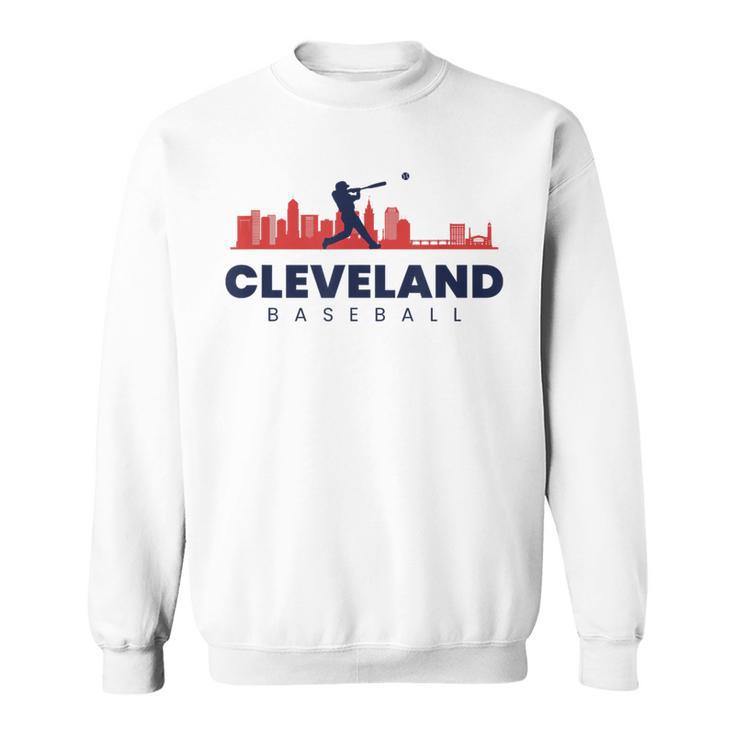 Cleveland Baseball Minimalist City Skyline Baseball Lover Sweatshirt