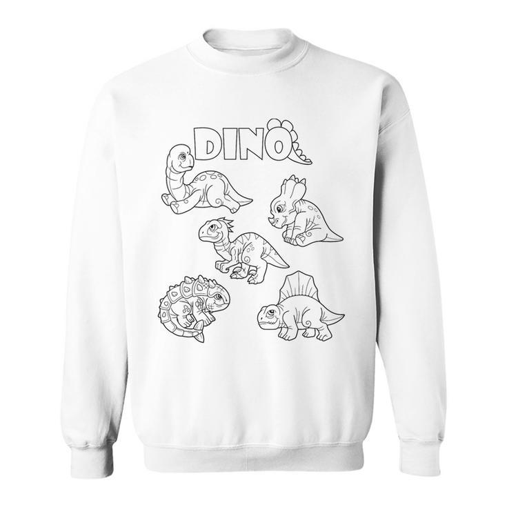 Cute Dino Dinosaur To Paint And Color In For Children Sweatshirt