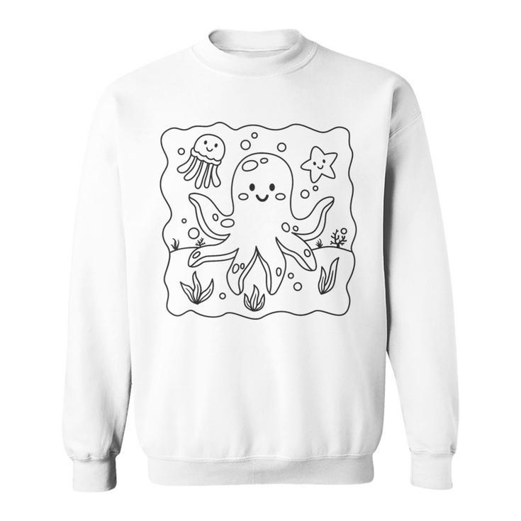 Cute Octopus To Paint And Color In For Children Sweatshirt