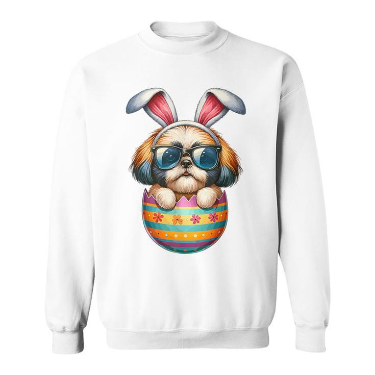 Cute Shih Tzu Egg Easter Day Dog Dad Dog Mom Sweatshirt