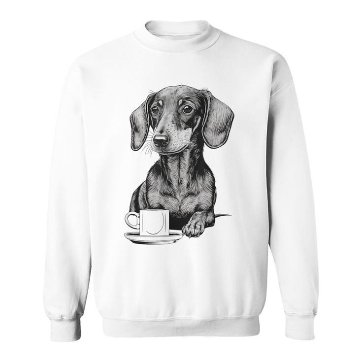 Dachshund Puppy Wiener With Coffee Sweatshirt