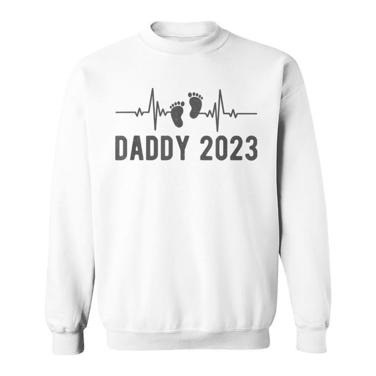 Daddy Est 2023 Heartbeat First Time New Dad Sweatshirt