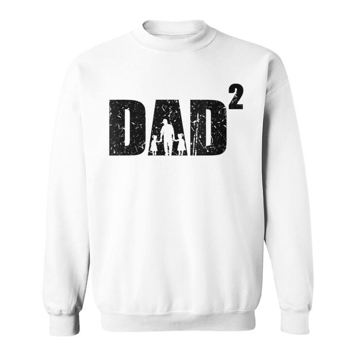 Damen Dad Hoch 2 Zweifacher Papaater Zwei Töchter Mit-Ausschnitt Sweatshirt