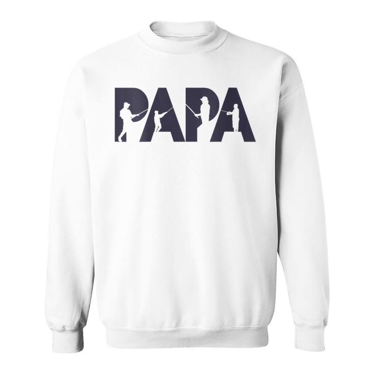 Damen Fisherman Papa Fisher Dad Angelnater Geschenk Mit-Ausschnitt Sweatshirt