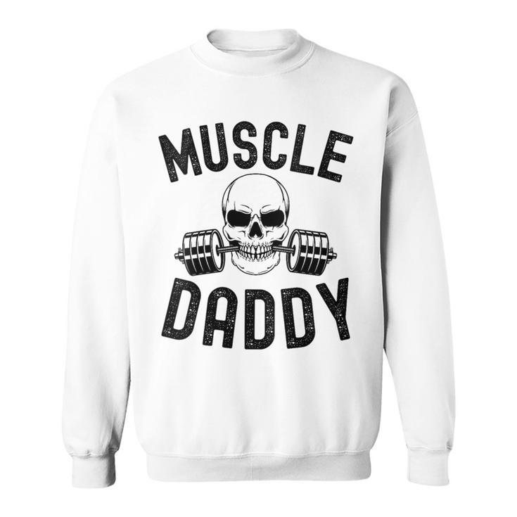 Damen Muscle Daddy Gewichtheber Skelett Langhantel Papa Workout Mit-Ausschnitt Sweatshirt