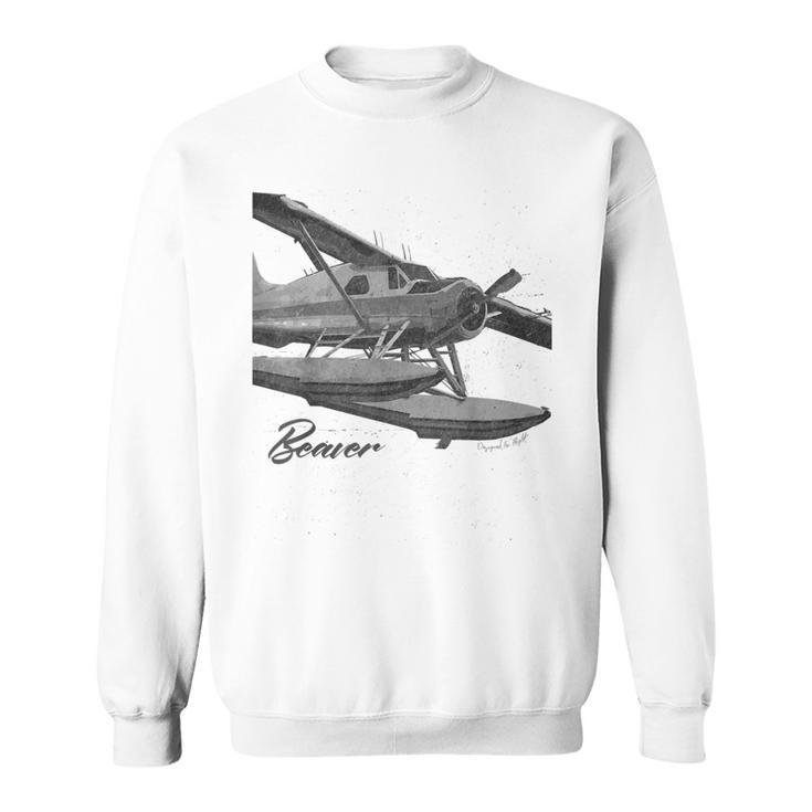 Dhc-2 Beaver Floatplane Charcoal Drawing Airplane Sweatshirt