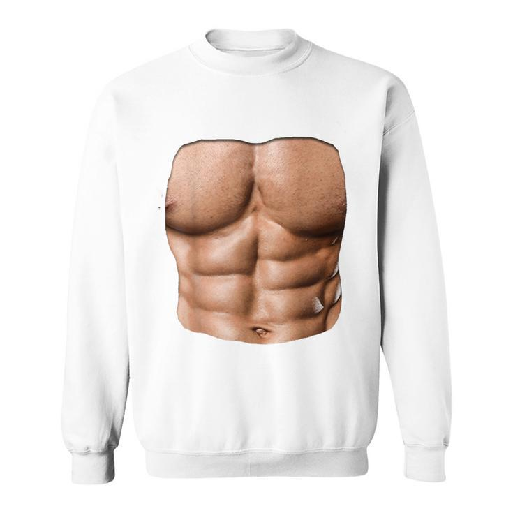 Fake Muscle Under Clothes Chest Six Pack Abs Sweatshirt