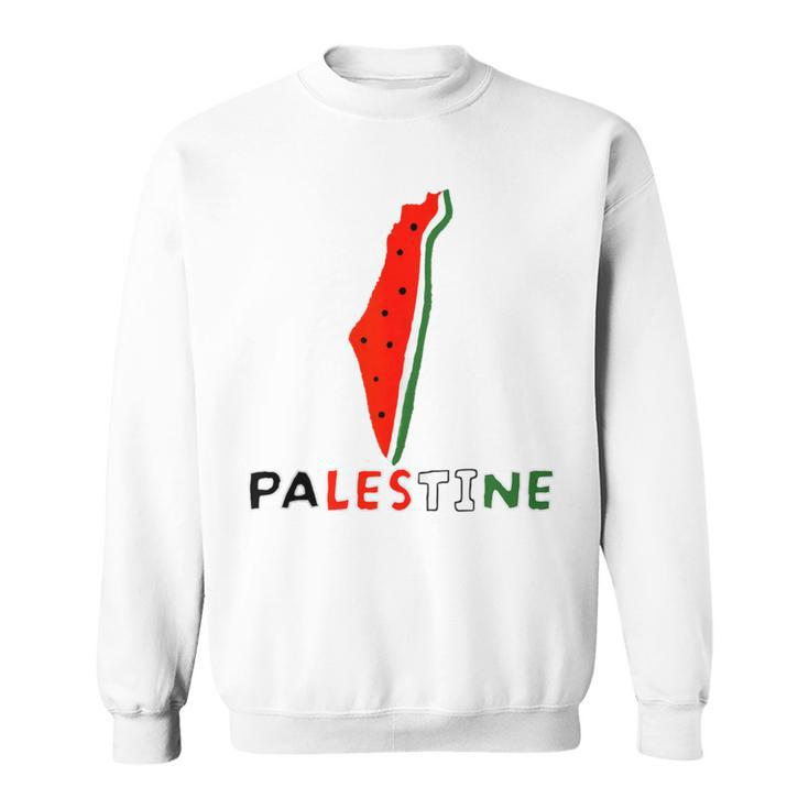 Falasn Palestine Watermelon Map Patriotic Graphic Sweatshirt