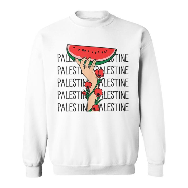 Floral Palestine Watermelon Map Free Palestine Sweatshirt
