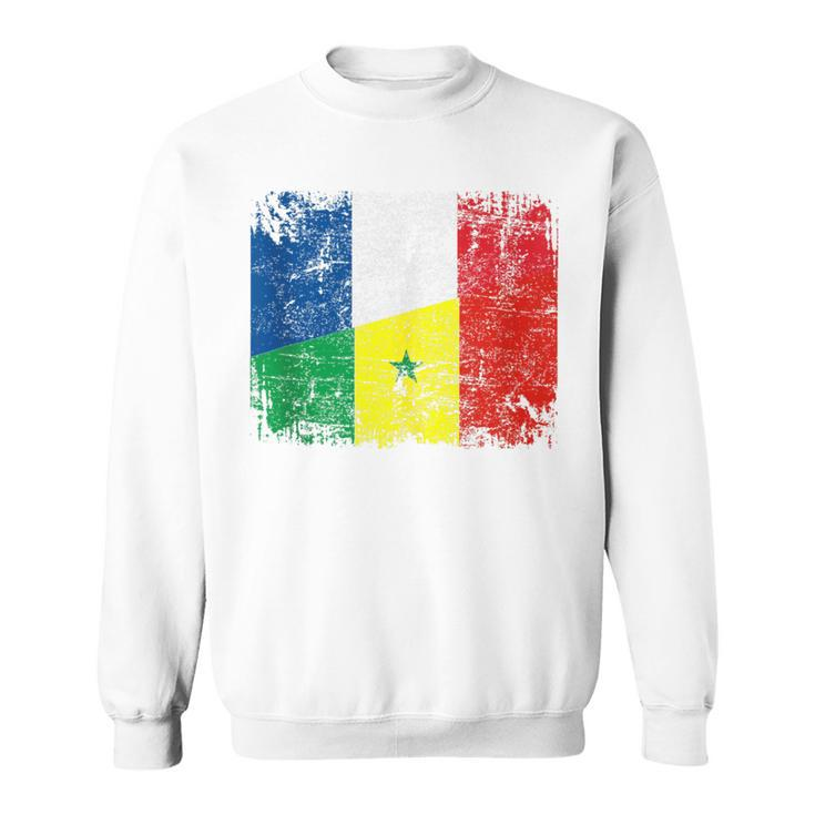 France Senegal Flags Half Senegalese French Roots Vintage Sweatshirt