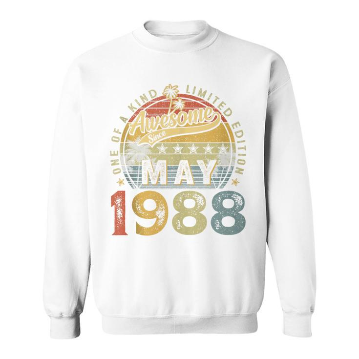 36 Years Old May 1988 Vintage 36Th Birthday Men Sweatshirt