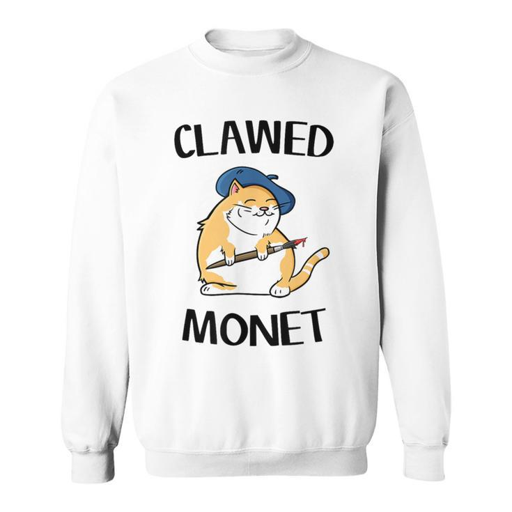 Cat French Artist Painting Clawed Monet Sweatshirt