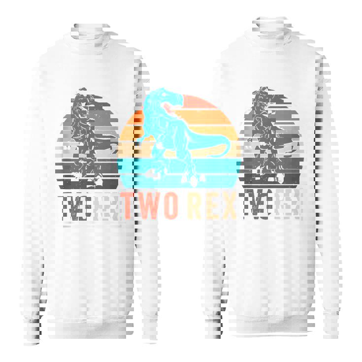 Dinausor Two Rex Retro Vintage Sunset 2 Year Old Trex Sweatshirt
