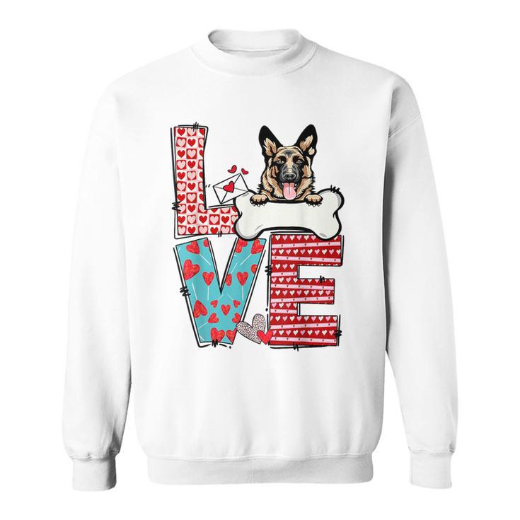 German Shepherd Valentines Day Heart Dog Lover Sweatshirt