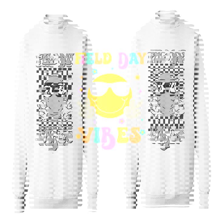 Groovy Field Day Vibes Hippie Face Happy Field Day 2024 Sweatshirt