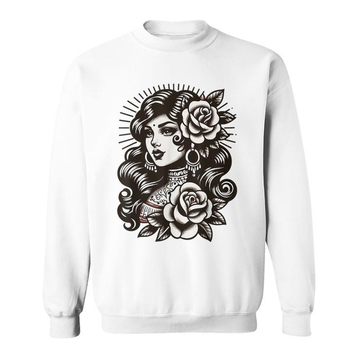 Gypsy Lady Vintage Tattoo Style Sweatshirt