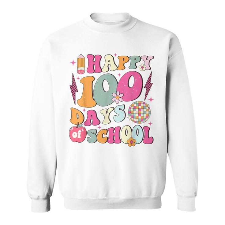 Happy 100 Days Of School Retro Disco 100Th Day Of School Sweatshirt