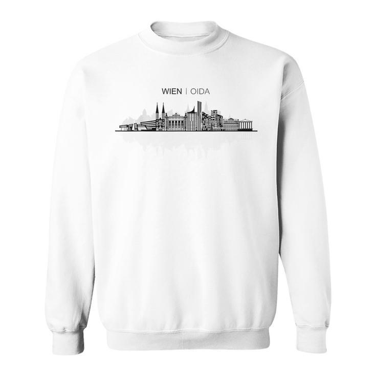 Herren Sweatshirt Wien Skyline, Bedrucktes Sweatshirt für Männer – Weiß