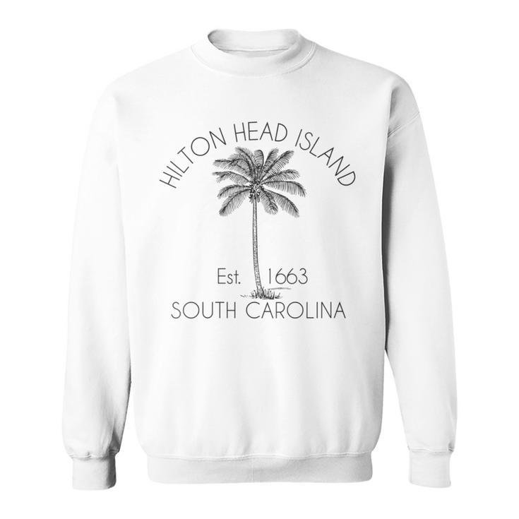 Hilton Head Island Beach  Palm Tree Illustration Sweatshirt