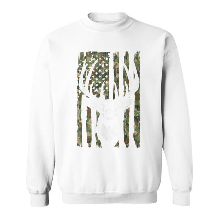 Hunting- Whitetail Deer American Flag Hunter Dad Sweatshirt