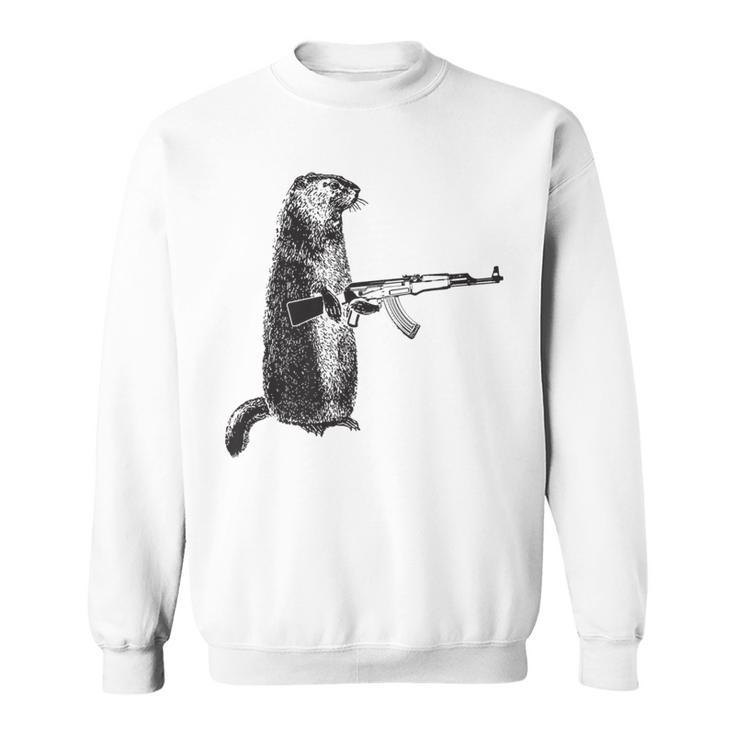 Hunting Woodchuck Ak-47 Gun Groundhog Sweatshirt