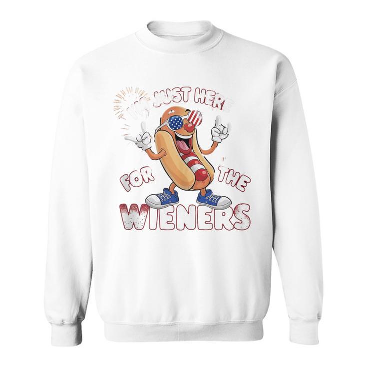 I'm Just Here For The Weiners 4Th Of July Patriotic Hot Dog Sweatshirt