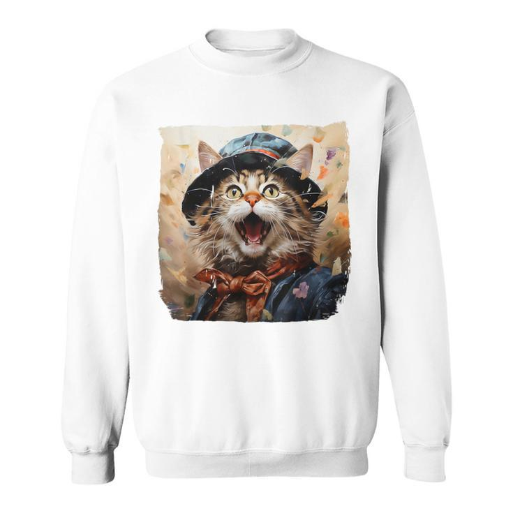 Javanese Cat Singing Top-Hat Birthday Party Graphic Sweatshirt