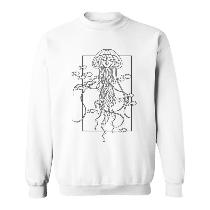 Graphic Jellyfish With Fishes In Sea Sweatshirt