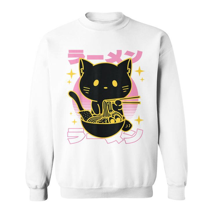 Kawaii Cat Eating Ramen Noodles Anime Neko Girls Sweatshirt