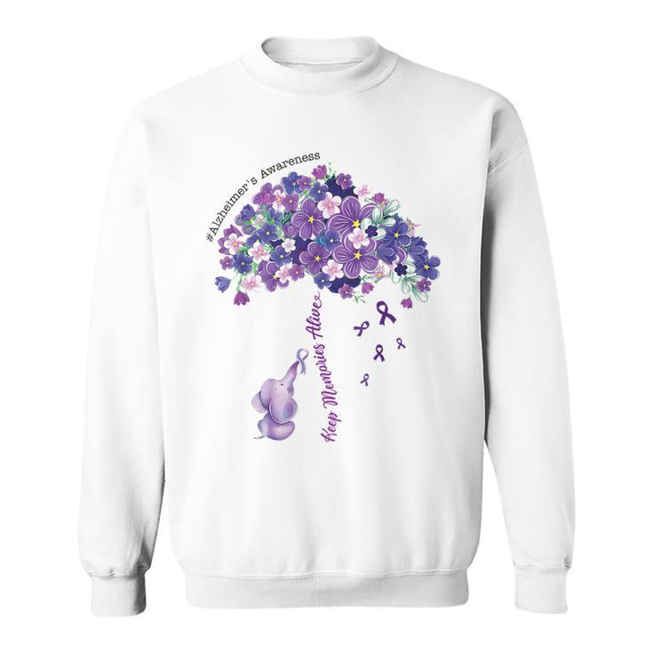 Keep Memories Alive Purple Elephant Alzheimer's Awareness Sweatshirt