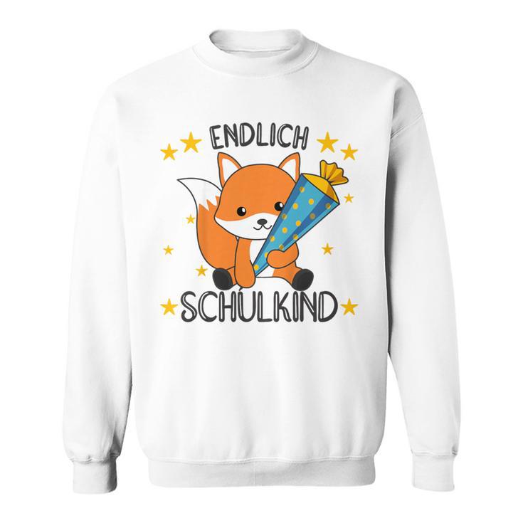 Kinder Endlich Schulkind 2024 Fox School Cone School Fox Gray Sweatshirt