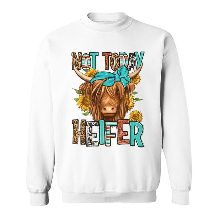 Leopard Highland Cow Bandana Not Today Heifer Western Animal Sweatshirt