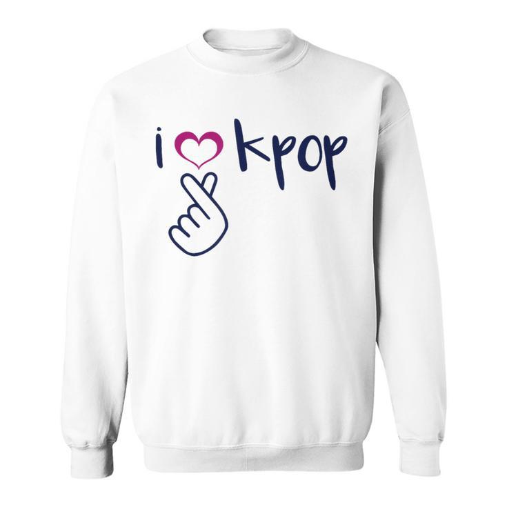 I Love K-Pop Finger Heart Hand Symbol Korean Music Fan Quote Sweatshirt