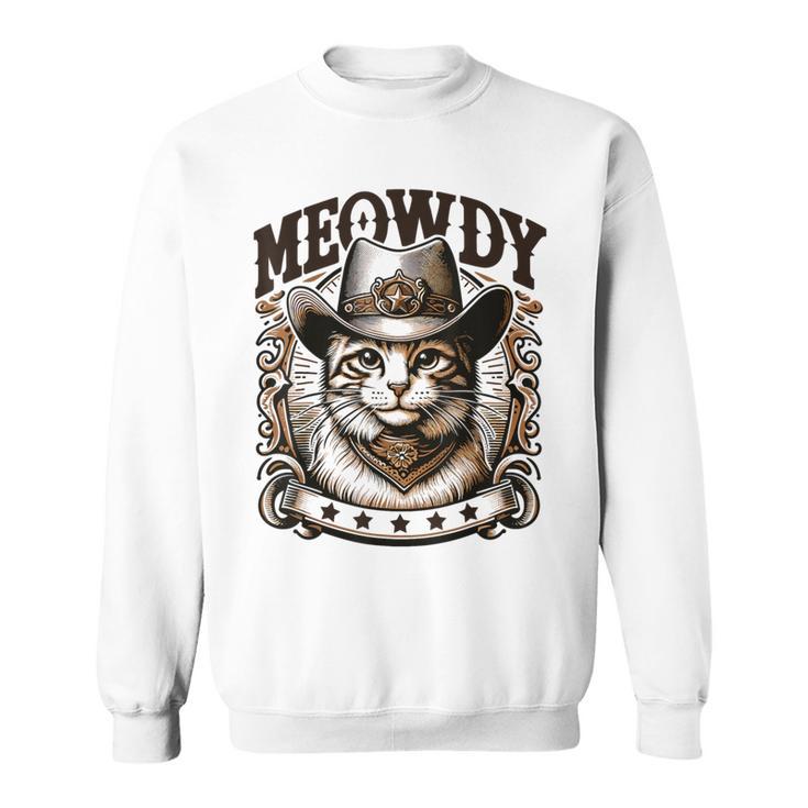 Meowdy Cat Wearing Cowboy Hat Vintage Western Country Sweatshirt