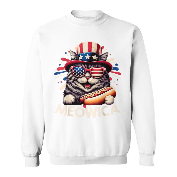 Meowica 4Th Of July Patriotic Cat American Flag 4Th Of July Sweatshirt