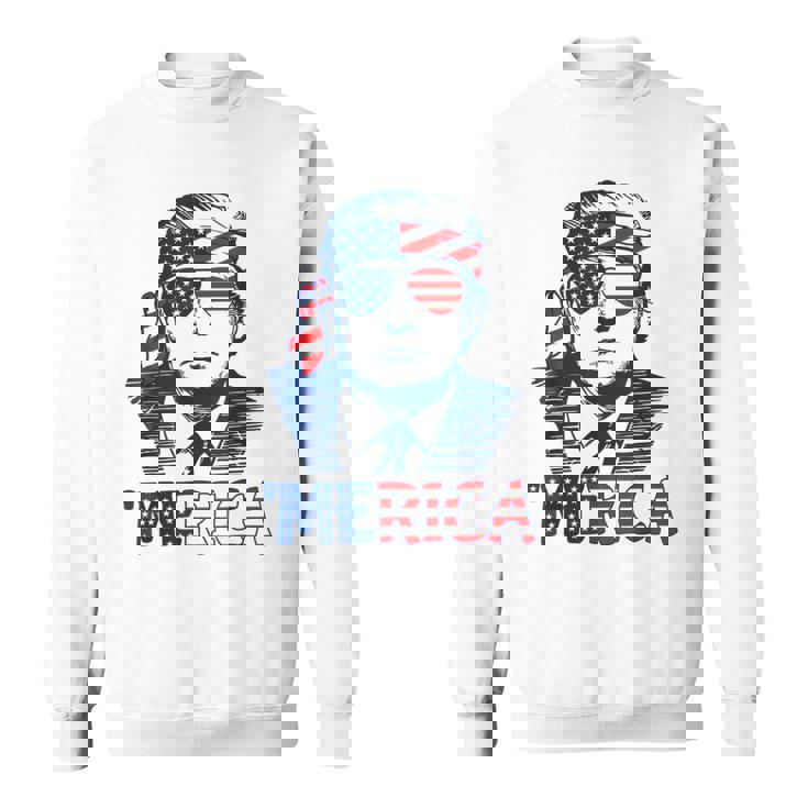 'Merica Trump Happy 4Th Of July Trump American Flag Sweatshirt
