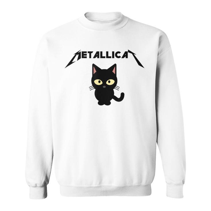 Metallicat Black Cat Lover Rock Heavy Metal Music Joke Sweatshirt