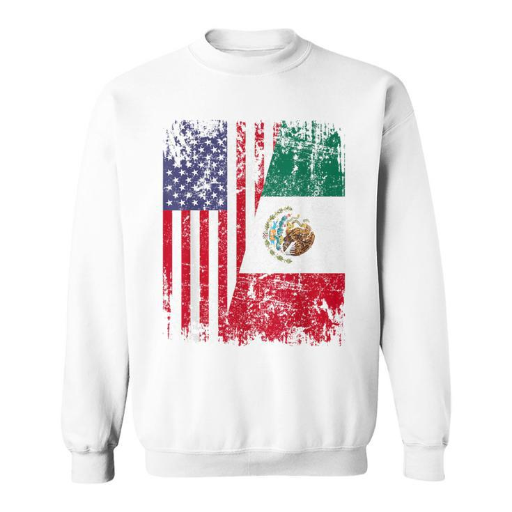 Mexican Roots Half American Flag Mexico Sweatshirt