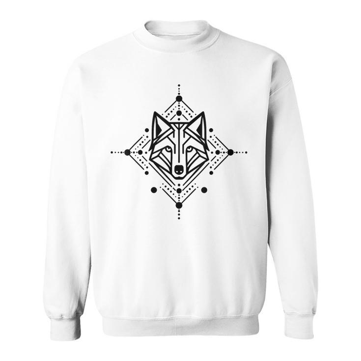 Minimal Line And Shape Black Of A Wolf Geometric Sweatshirt