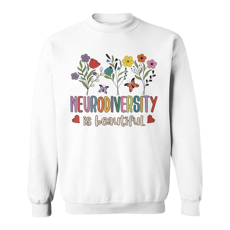 Neurodiversity Is Beautiful Autism Awareness Flowers Vintage Sweatshirt