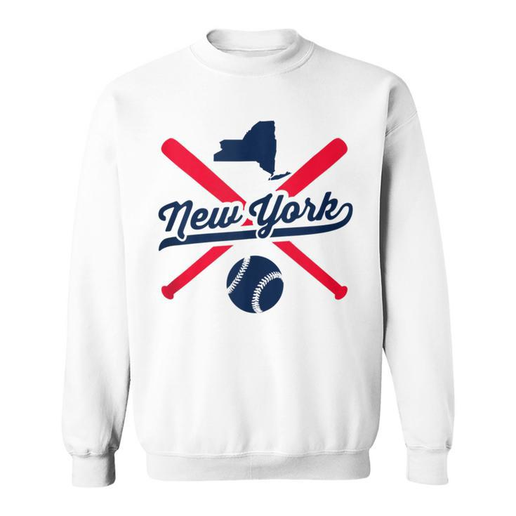 New York Baseball Vintage State Pride Love City Red Sweatshirt