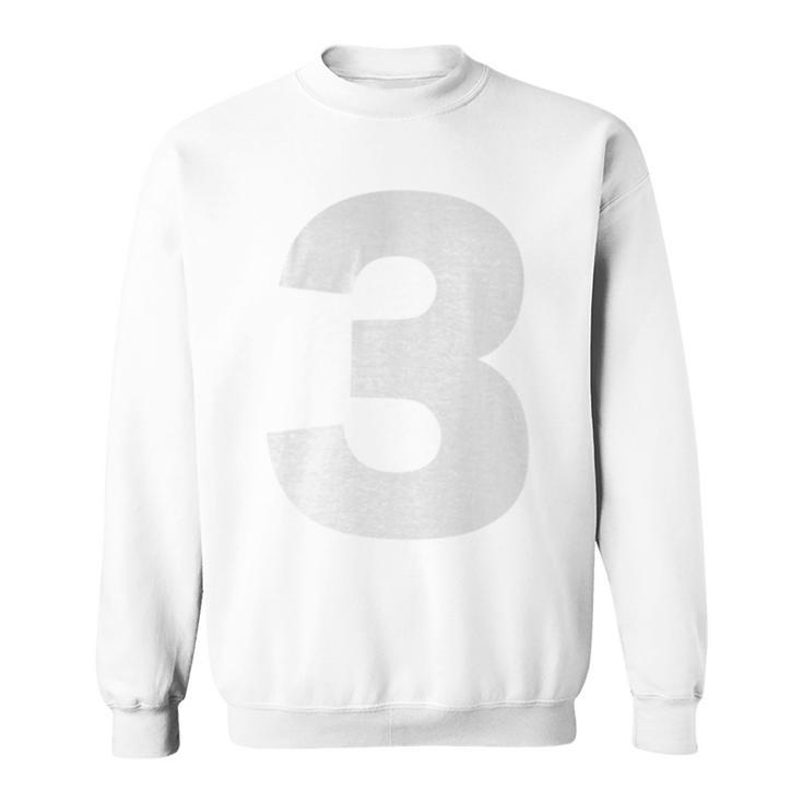 Number 3 Big Bold White Three Numeral Group Sweatshirt